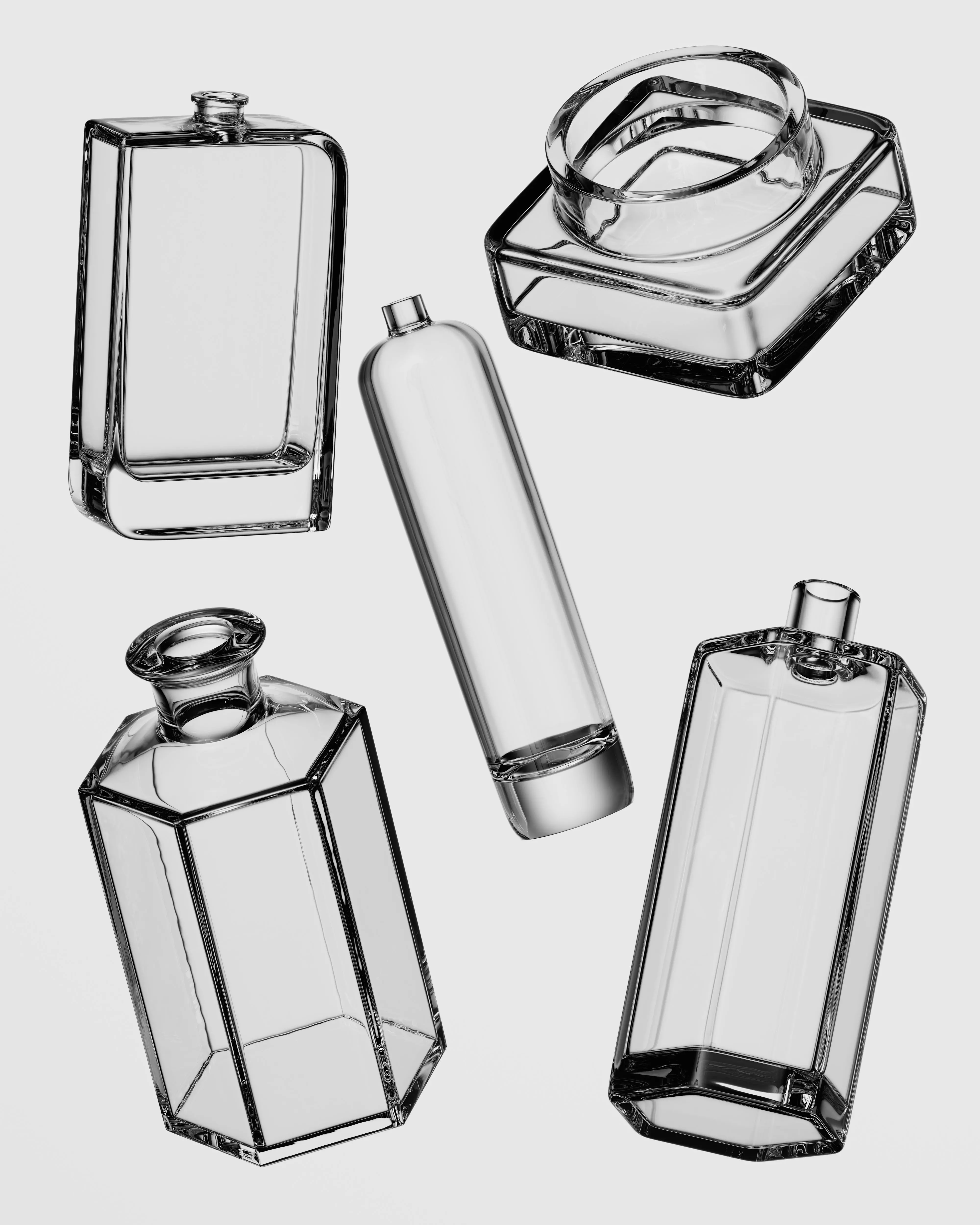 5 Standard Cosmetic Bottles 3D model_0
