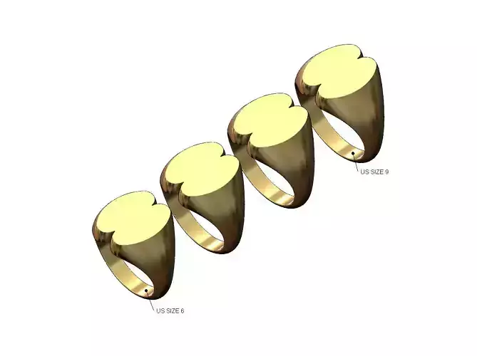 Carved lobes signet ring US sizes 6to9