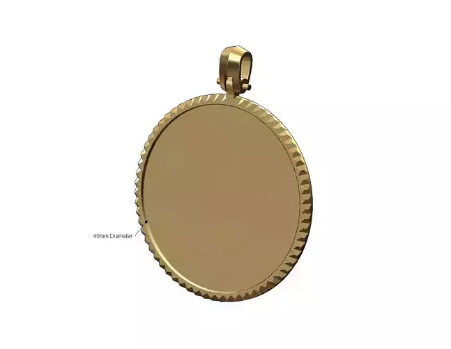 Fluted bezel 40mm memory pendant with bail