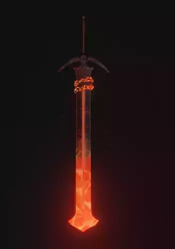fantasy flame blade Low-poly 3D model