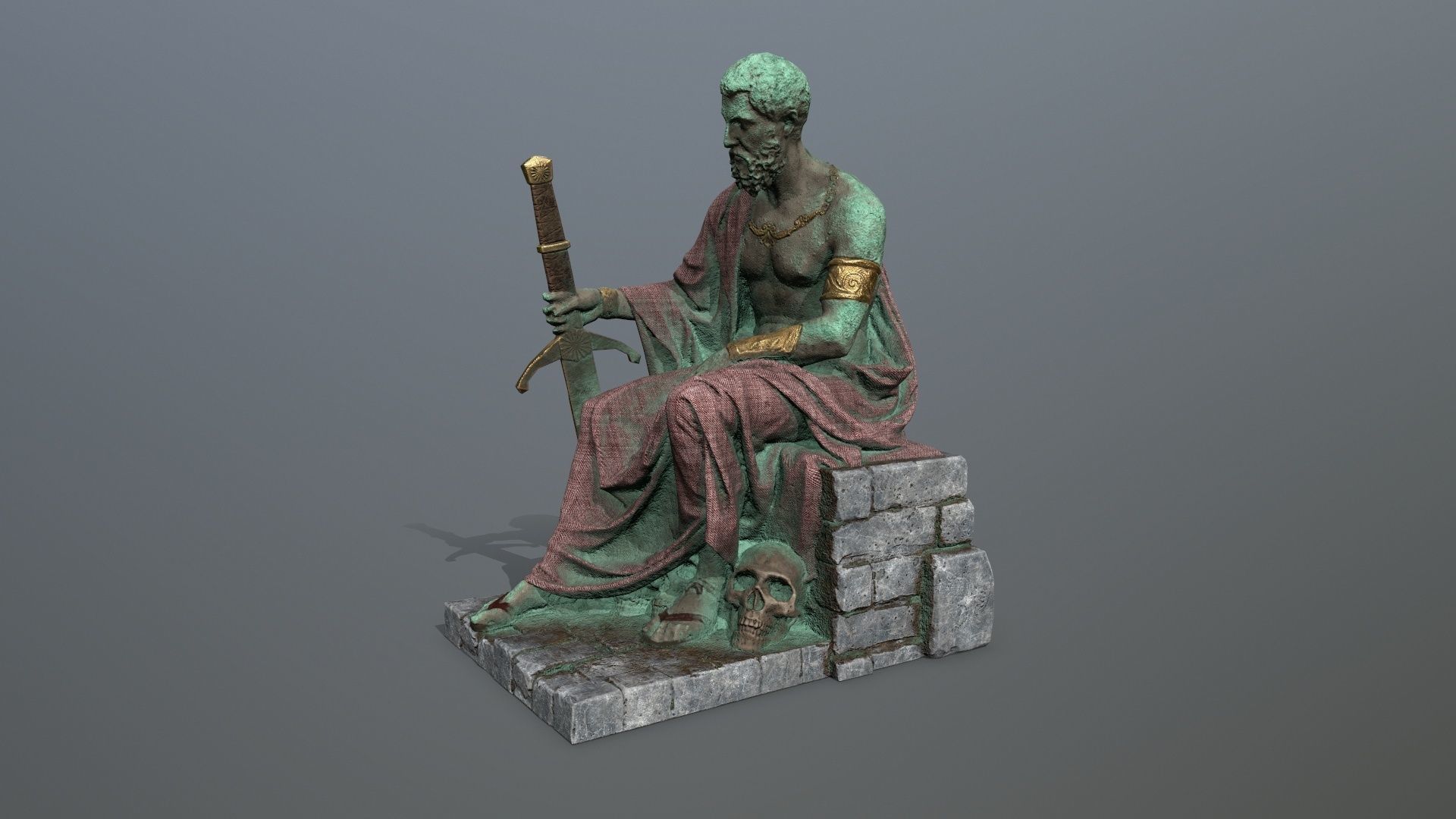 statue 2 Low-poly 3D model_4