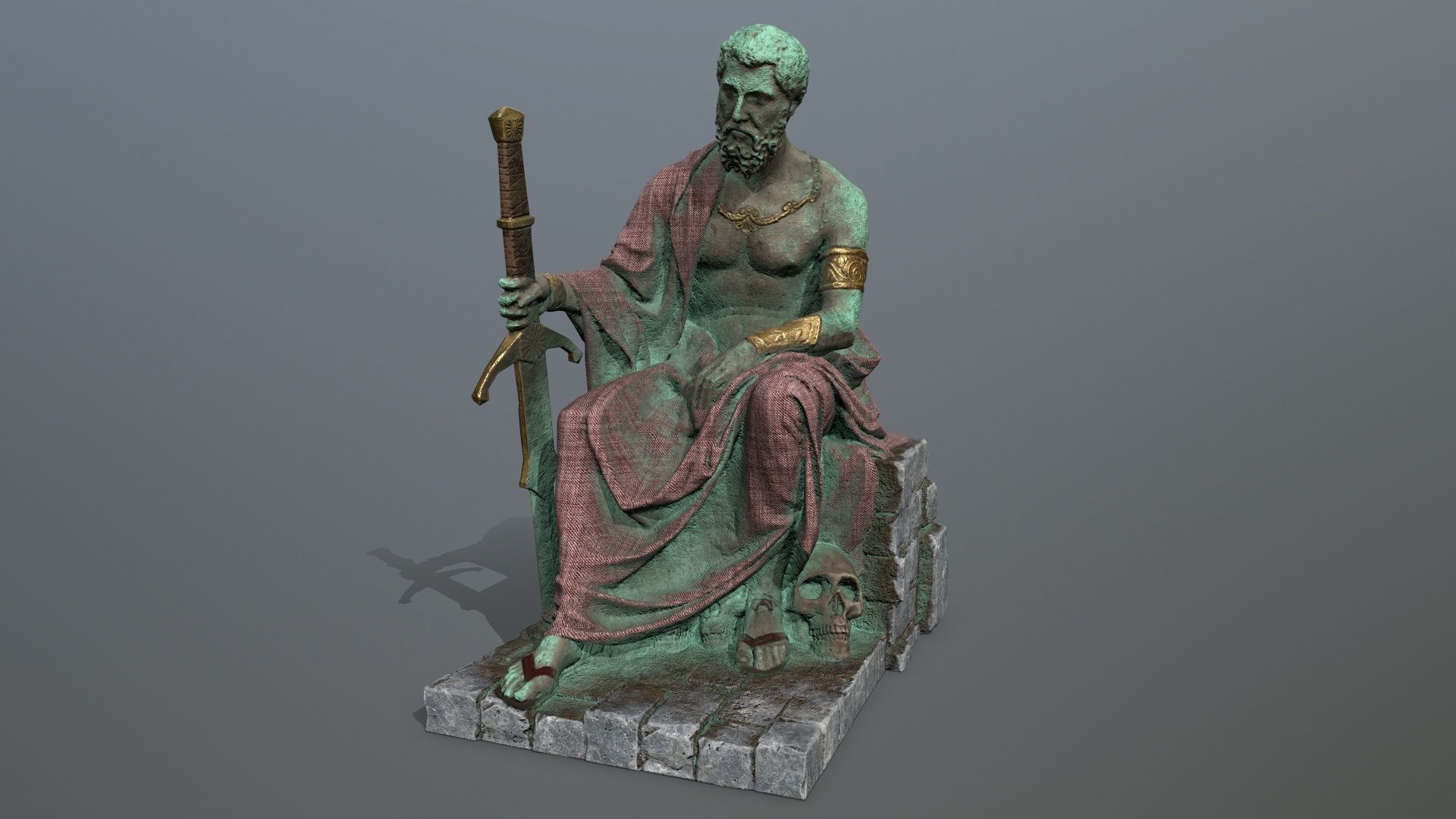 statue 2 Low-poly 3D model_2