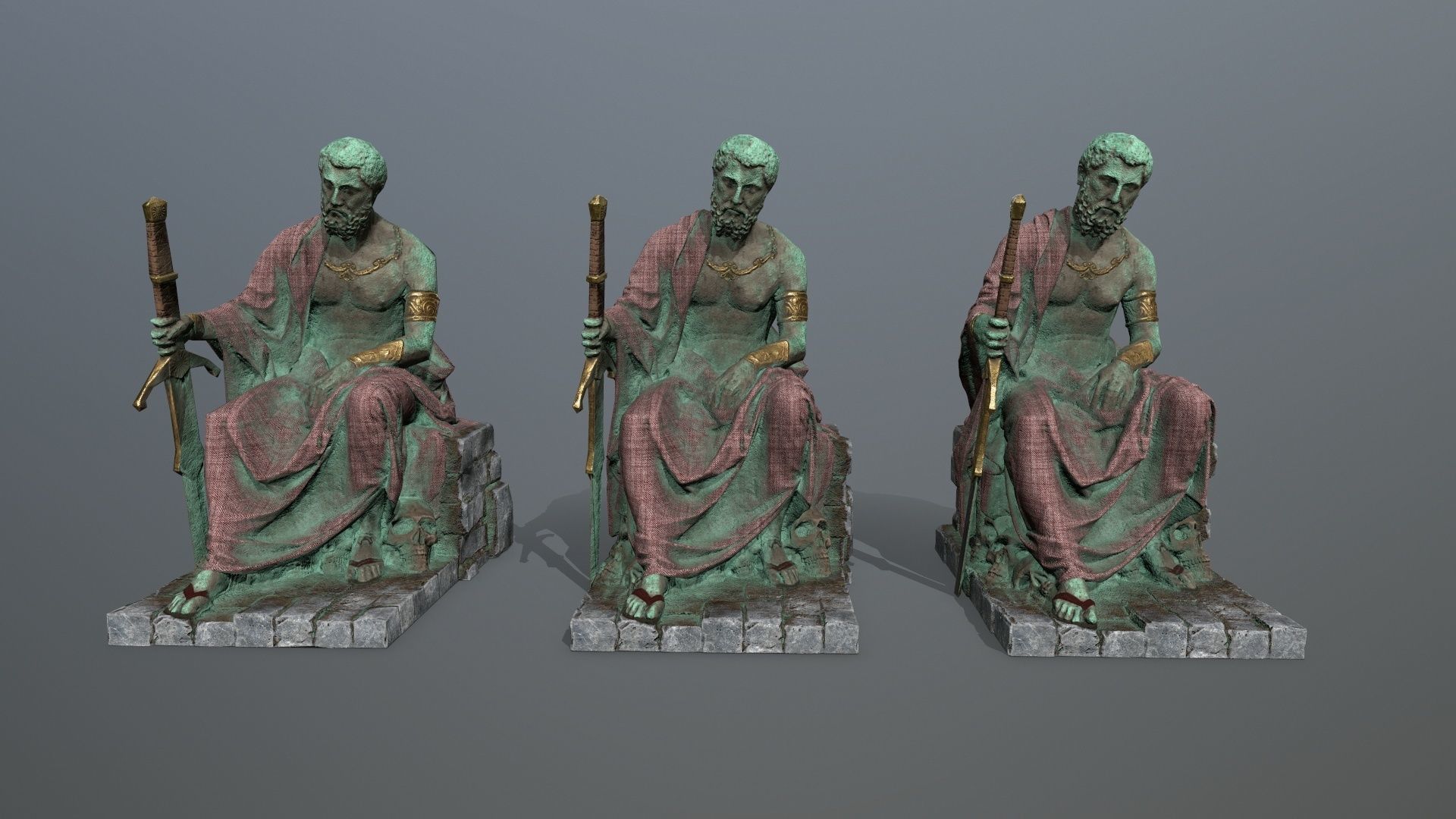 statue 2 Low-poly 3D model_13