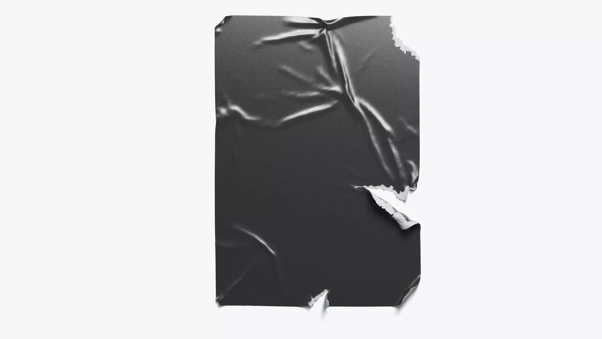 Black Torn Wheatpaste Poster - paper wrinkled glued affiche Low-poly 3D model