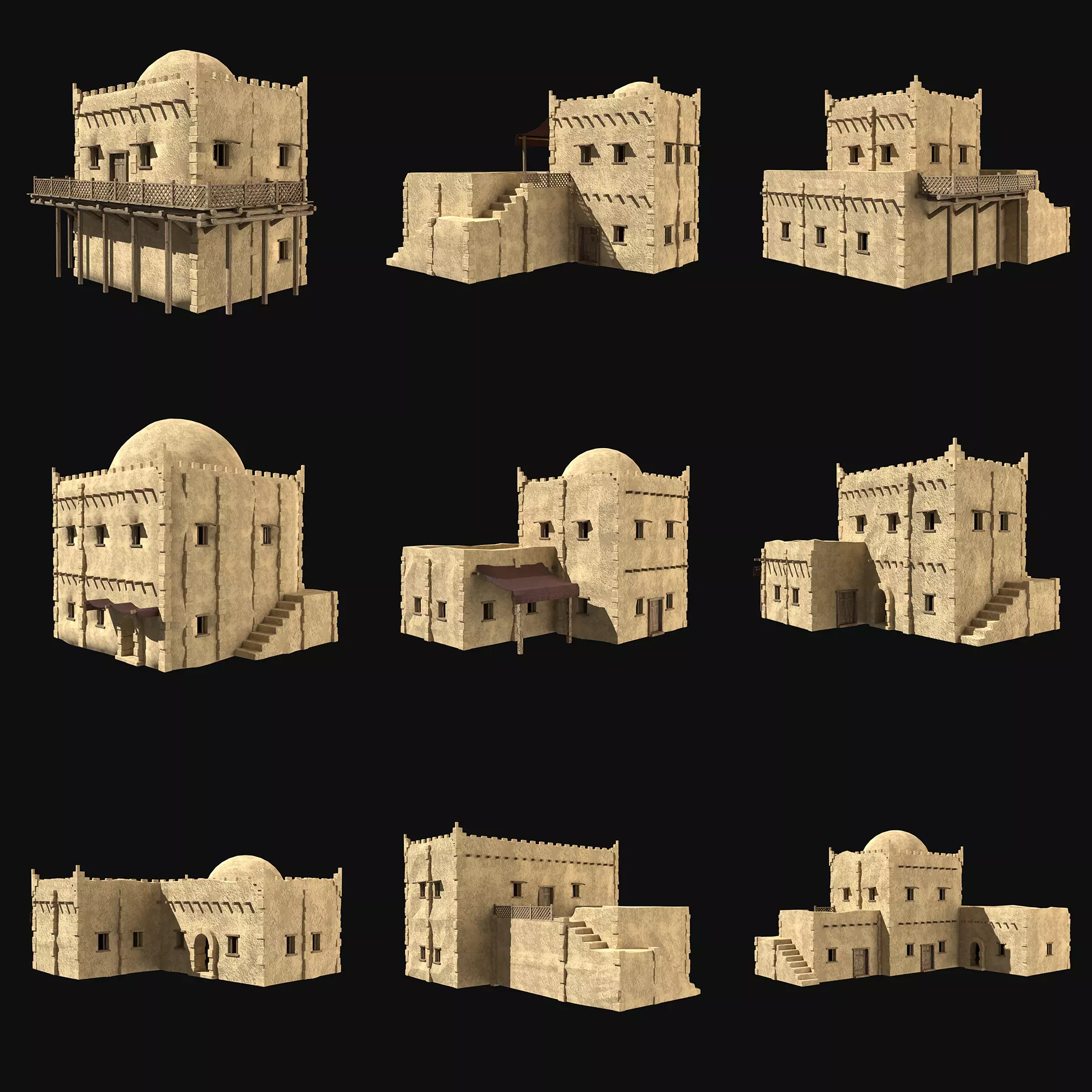 DESERT ARAB ANCIENT EGYPT TURKEY SUMER BABYLON HOUSE COLLECTION Low-poly 3D model_0