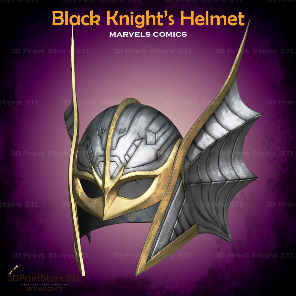 Black Knight Helmet Cosplay Marvel Comics - STL File 3D print model_1