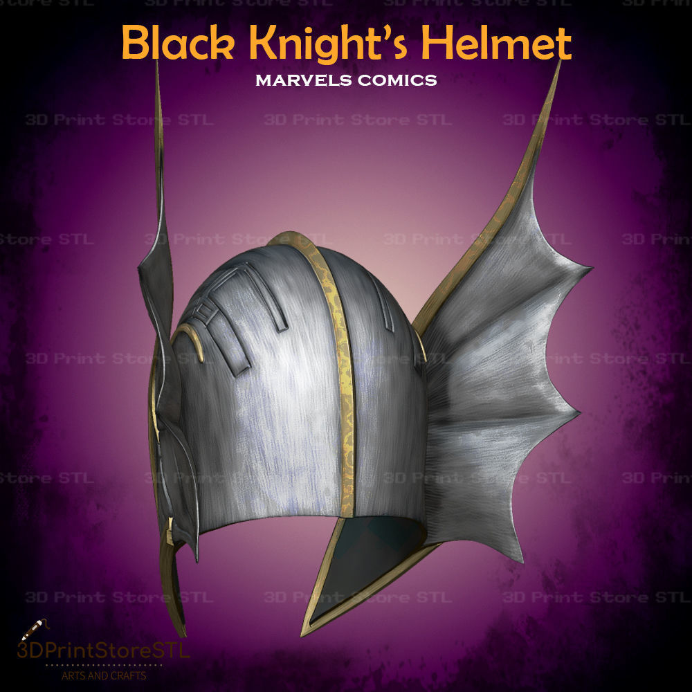 Black Knight Helmet Cosplay Marvel Comics - STL File 3D print model_3