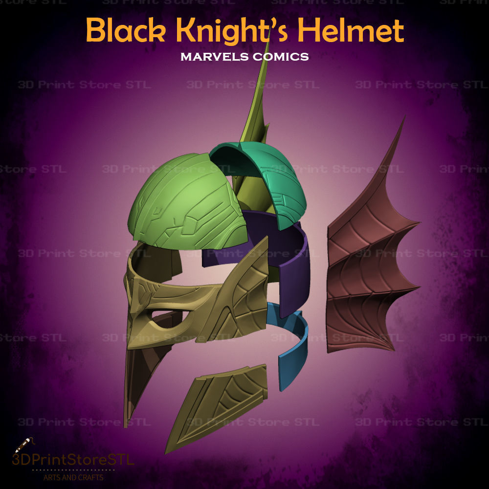 Black Knight Helmet Cosplay Marvel Comics - STL File 3D print model_5