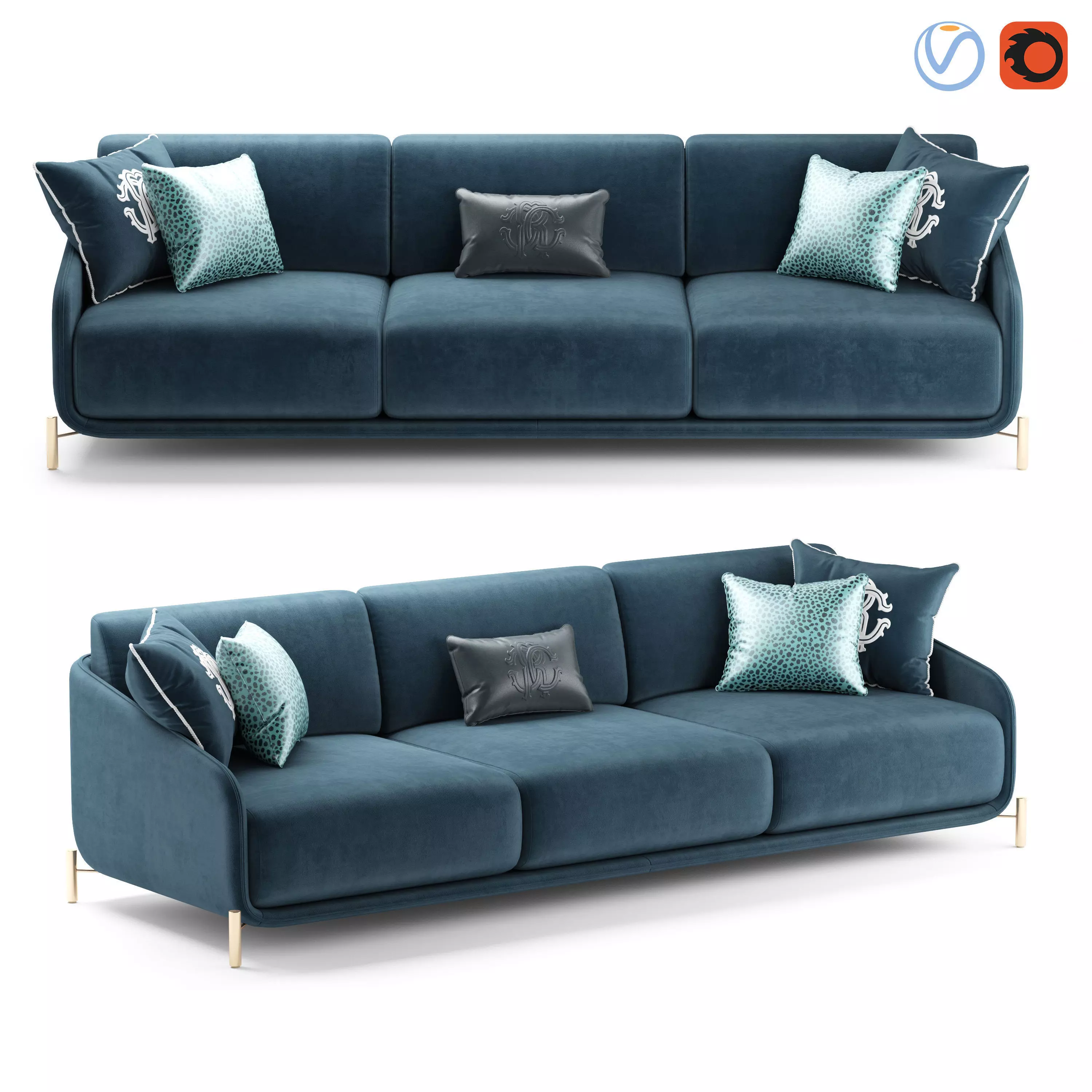 ROBERTO CAVALLI CLIFTON SOFA 3 SEATER 3D model_0
