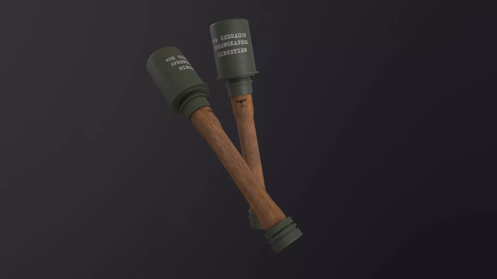 Stielhandgranate 3D Model Low-poly 3D model_0