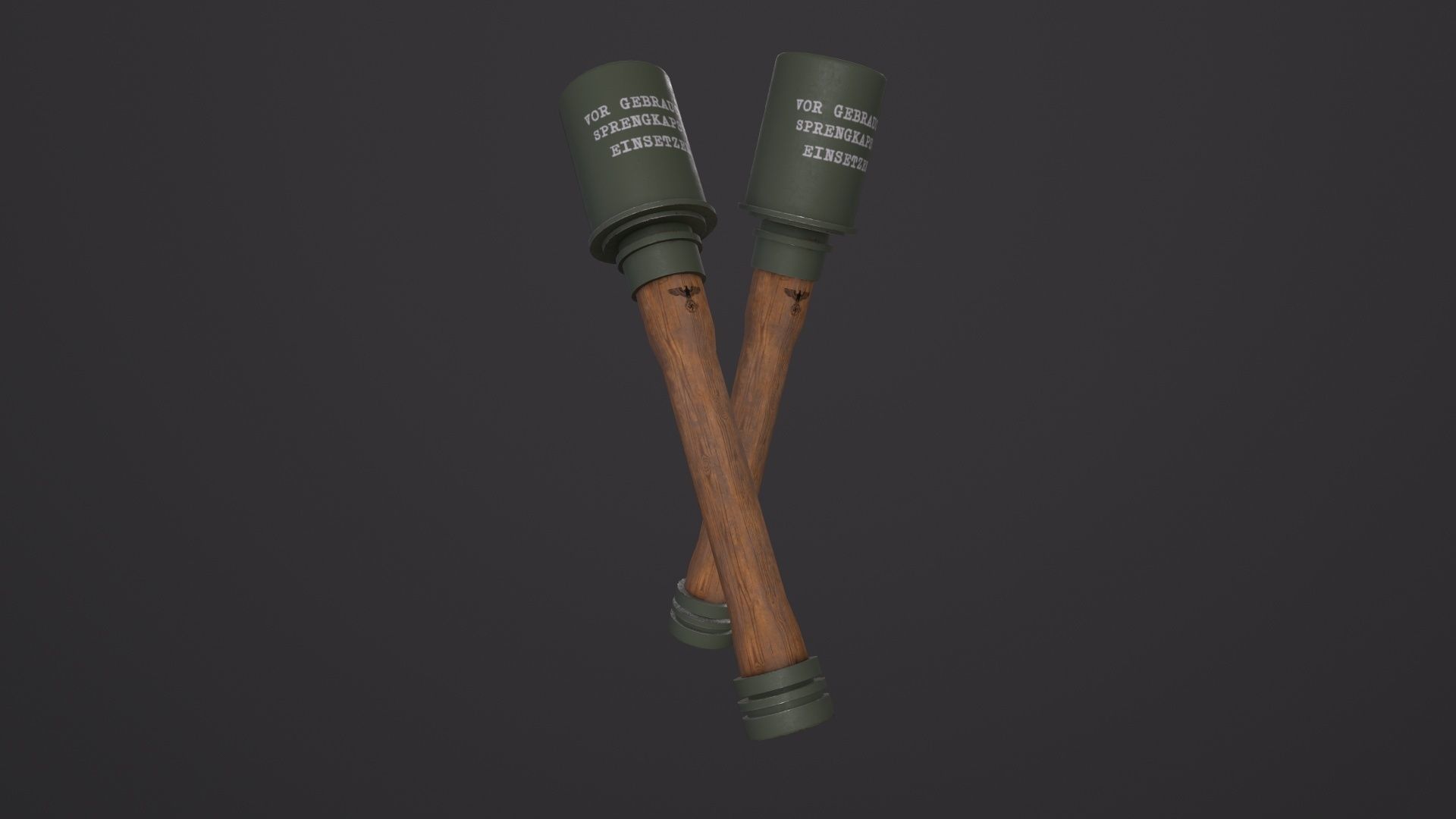 Stielhandgranate 3D Model Low-poly 3D model_2