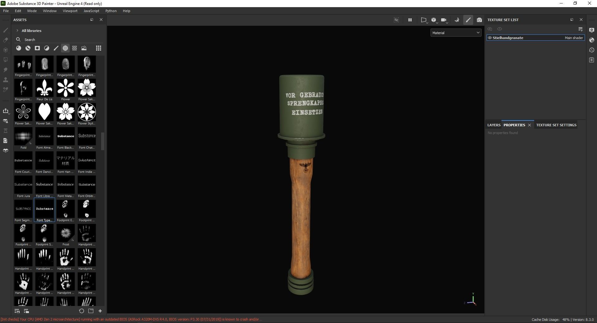 Stielhandgranate 3D Model Low-poly 3D model_6