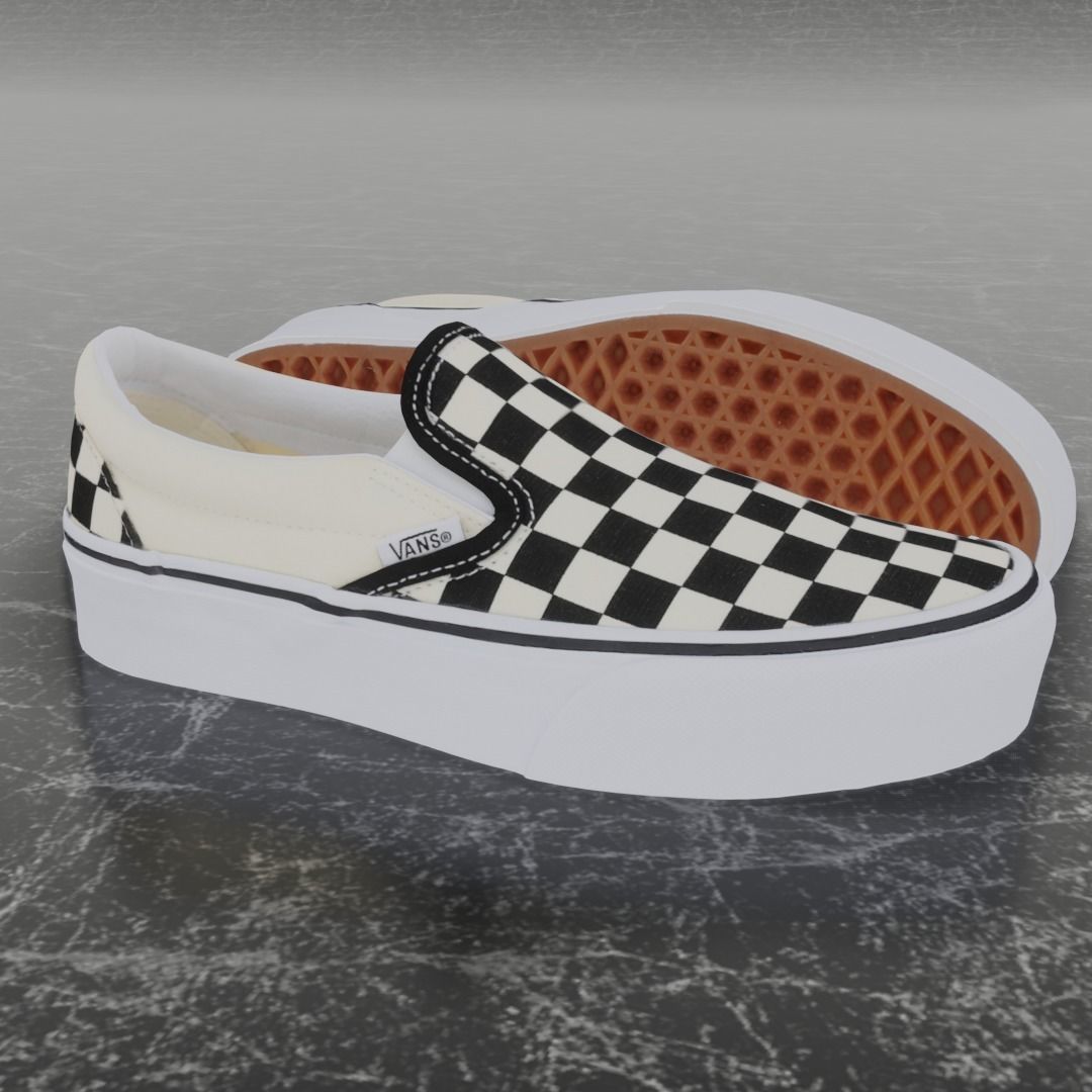 VANS 3D SHOES - CHECKERS Low-poly 3D model_11