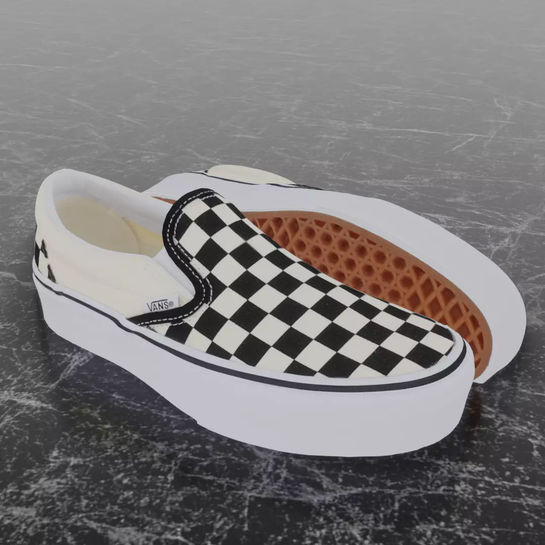 VANS 3D SHOES - CHECKERS Low-poly 3D model_0