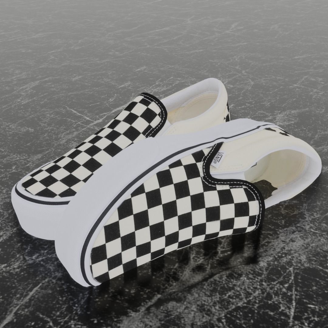 VANS 3D SHOES - CHECKERS Low-poly 3D model_4