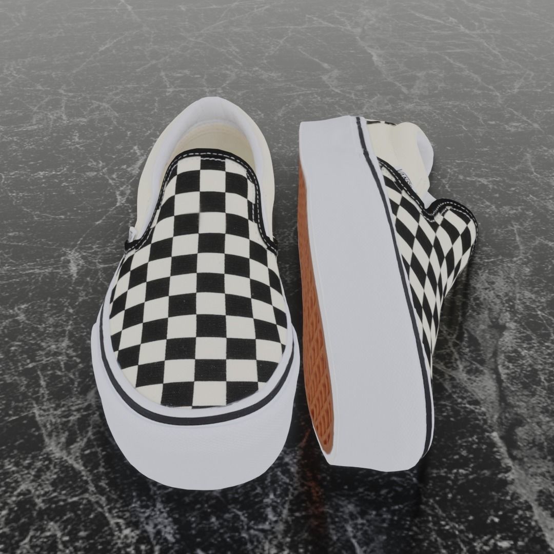 VANS 3D SHOES - CHECKERS Low-poly 3D model_10