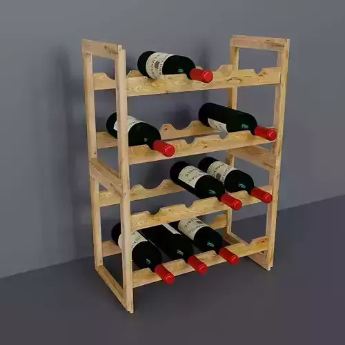 Wooden rack for wine bottles