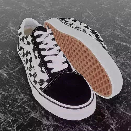 VANS 3D SHOES - CHECKERS WHITE-BLACK Low-poly 3D model