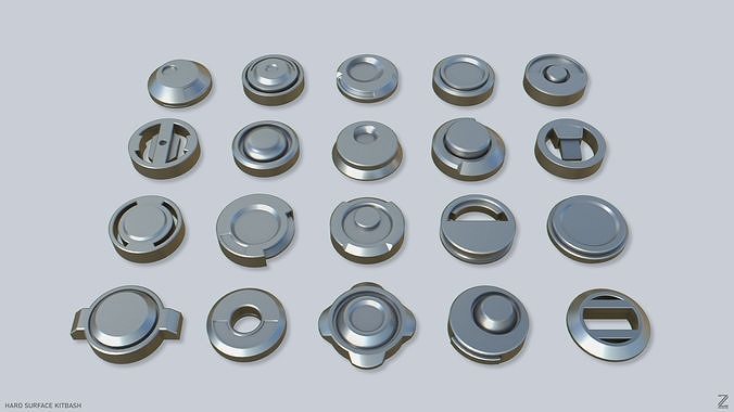 Hard surface kitbash Low-poly 3D model