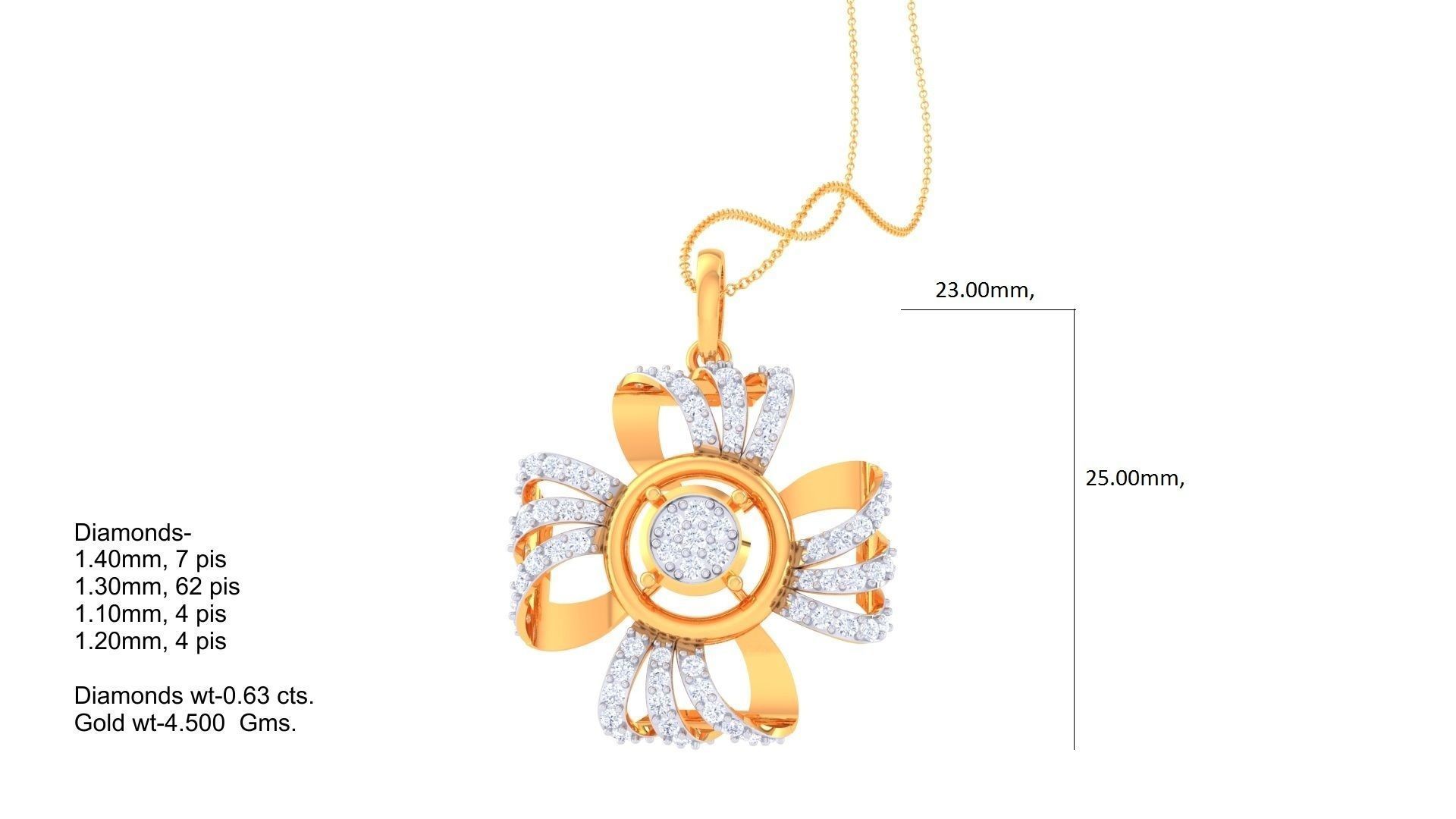 Flower High Jewelry Pendant Necklace 3dm stl 3mf obj glb gltf 3D print model_6
