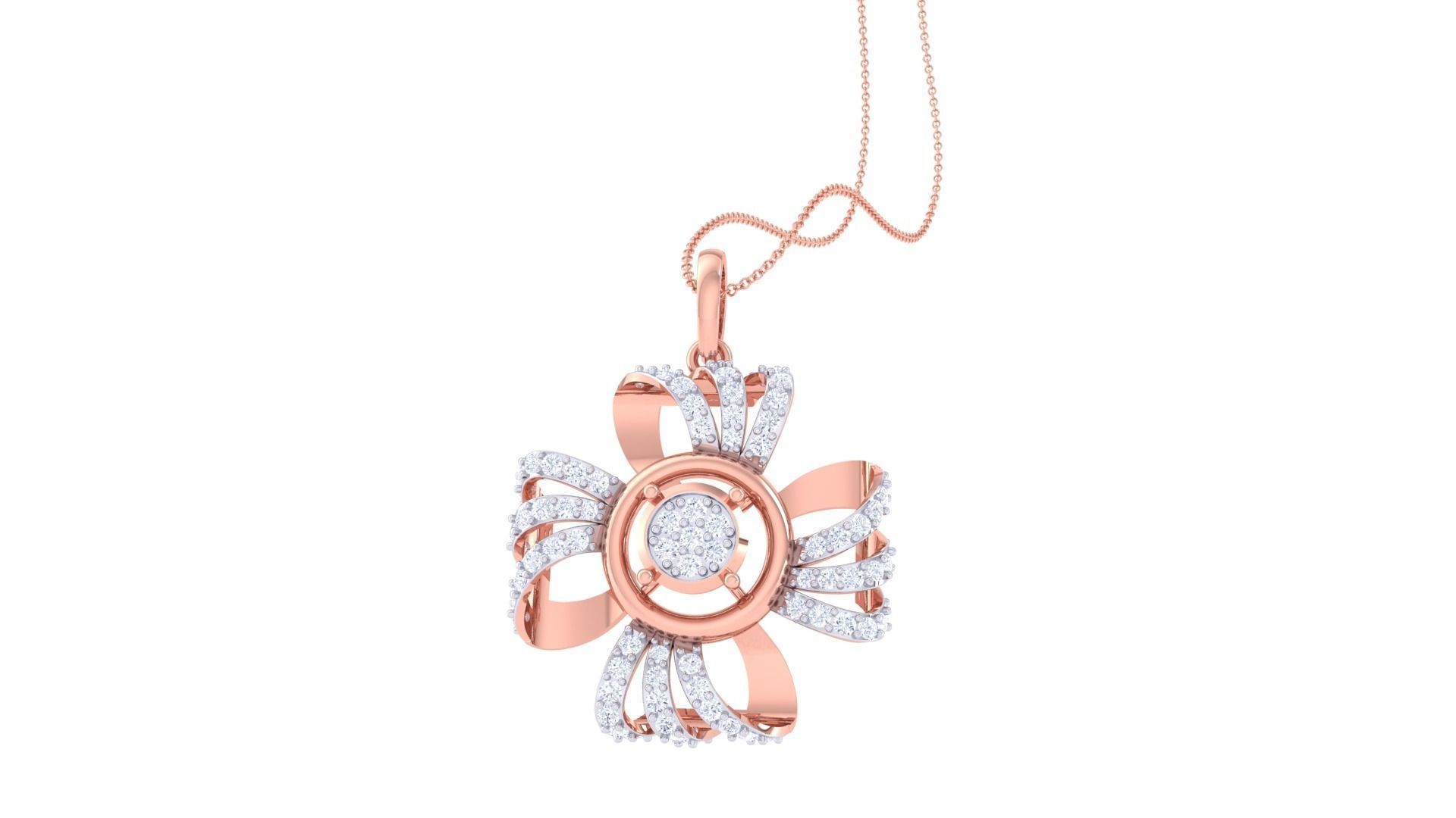 Flower High Jewelry Pendant Necklace 3dm stl 3mf obj glb gltf 3D print model_5