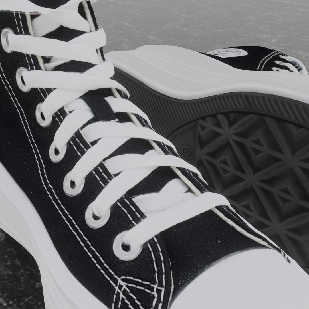 CONVERSE 3D SHOES - WHITE-BLACK Low-poly 3D model_10