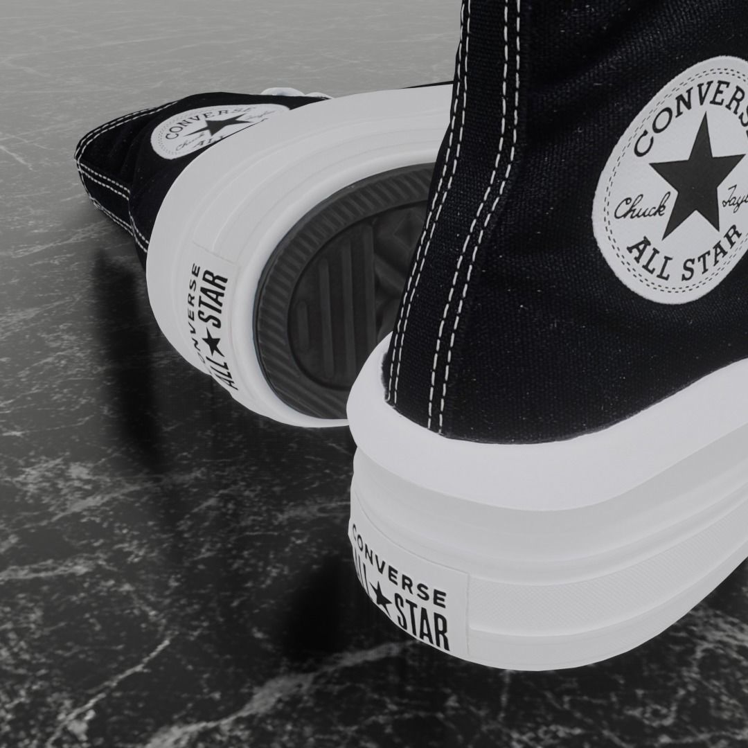 CONVERSE 3D SHOES - WHITE-BLACK Low-poly 3D model_1