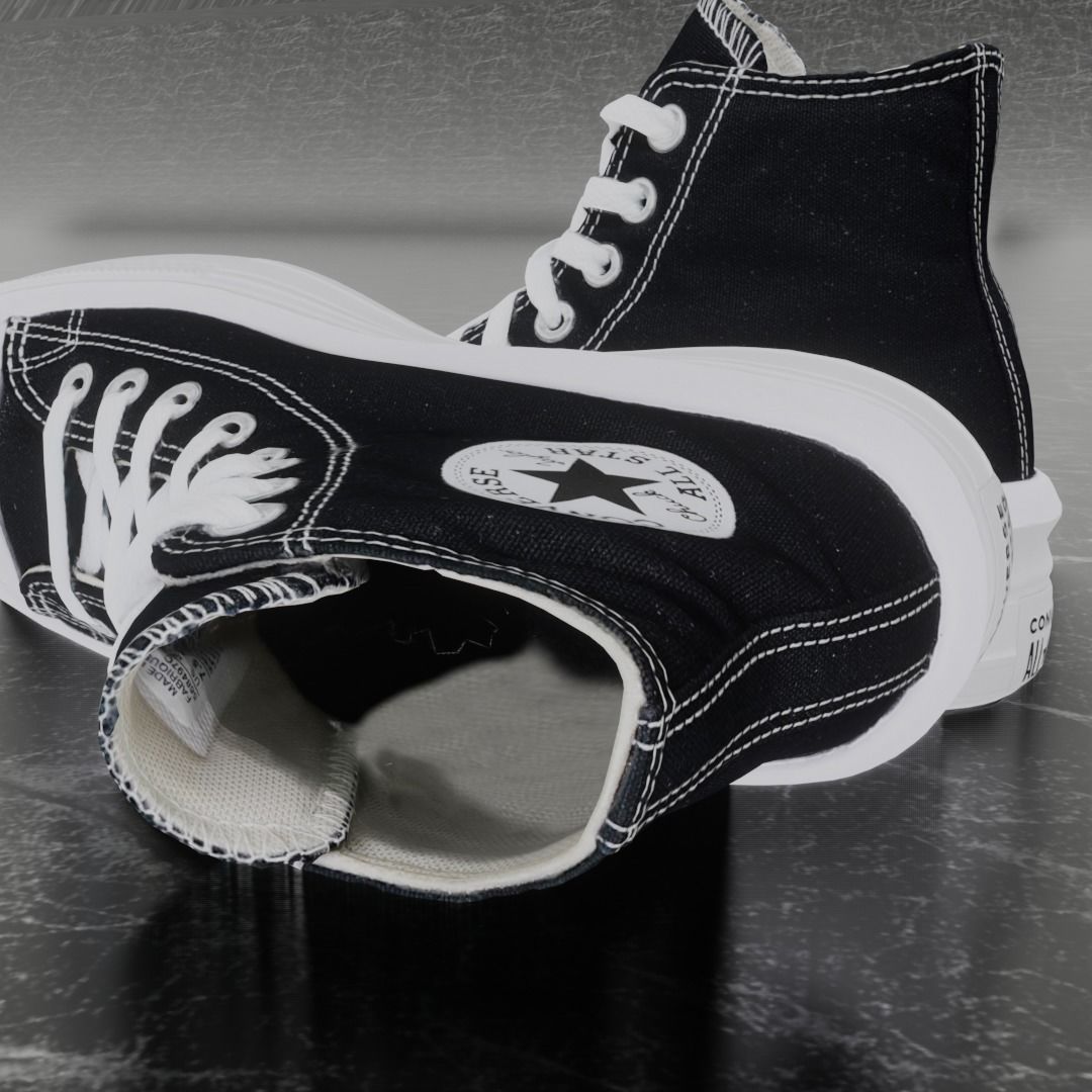 CONVERSE 3D SHOES - WHITE-BLACK Low-poly 3D model_7