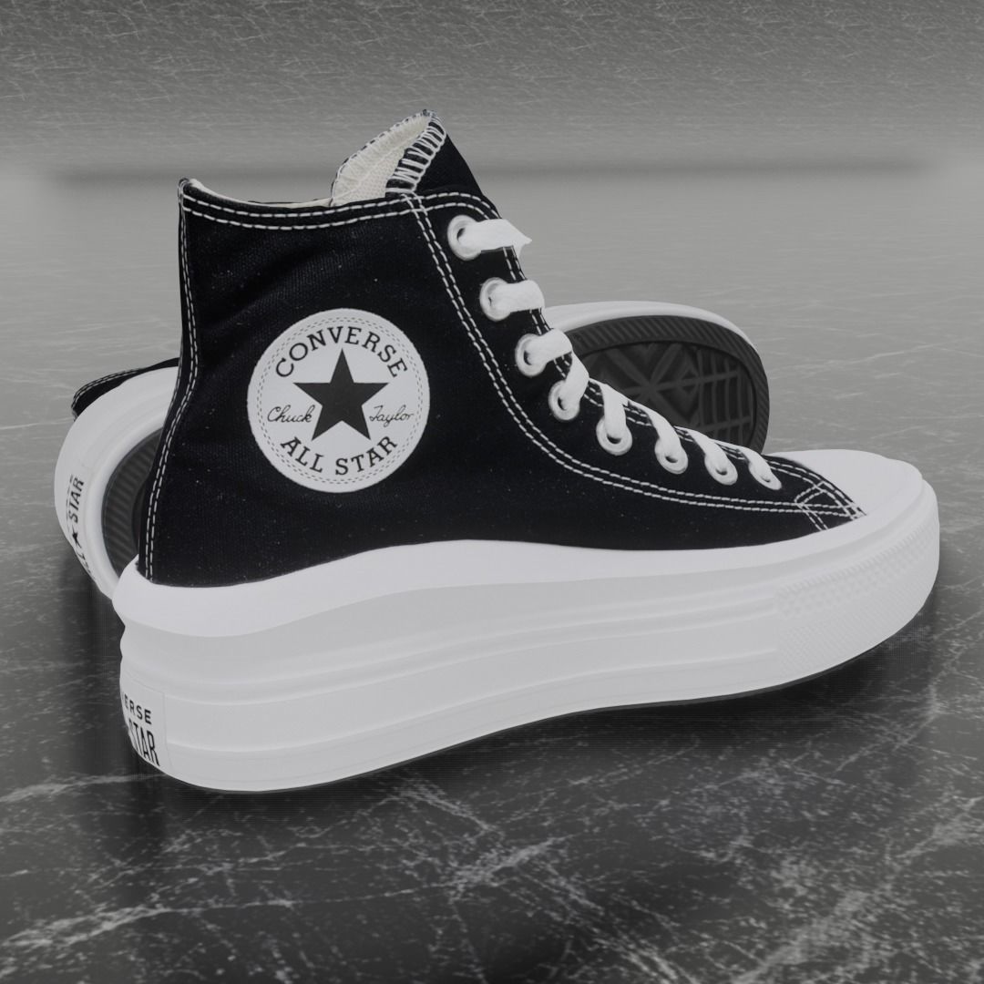 CONVERSE 3D SHOES - WHITE-BLACK Low-poly 3D model_5