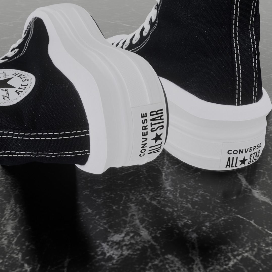 CONVERSE 3D SHOES - WHITE-BLACK Low-poly 3D model_2