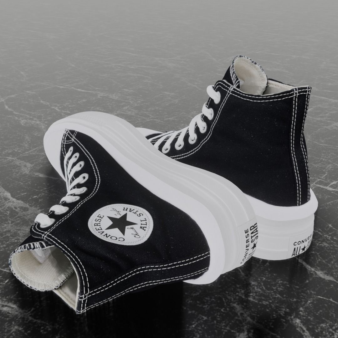 CONVERSE 3D SHOES - WHITE-BLACK Low-poly 3D model_6
