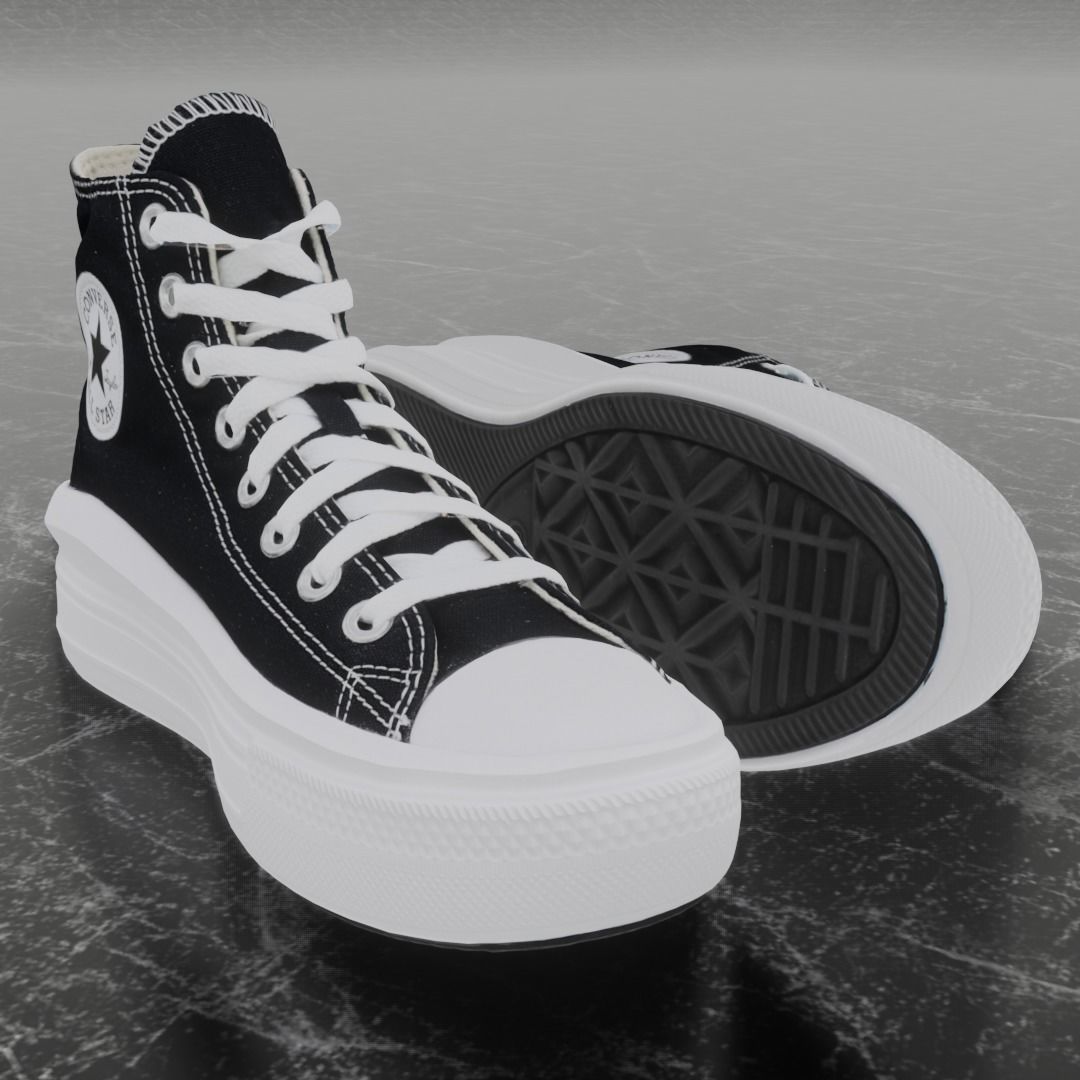 CONVERSE 3D SHOES - WHITE-BLACK Low-poly 3D model_4