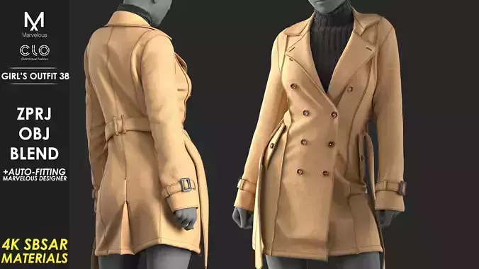 Girls Outfit 38 - Marvelous Designer 3D model