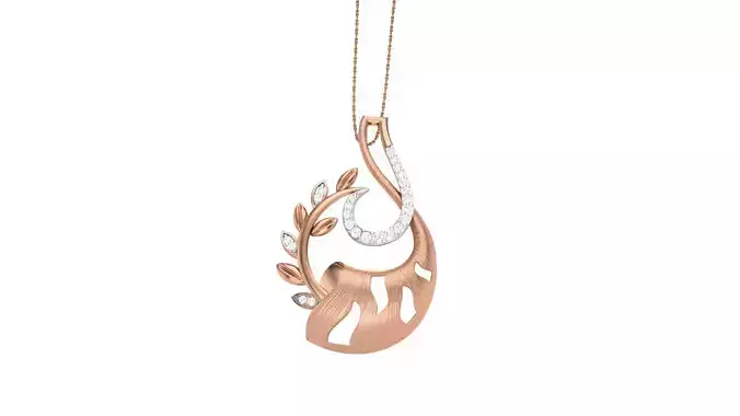 Flower Leaf High Jewelry Pendant Necklace 3dm stl 3mf obj glb 