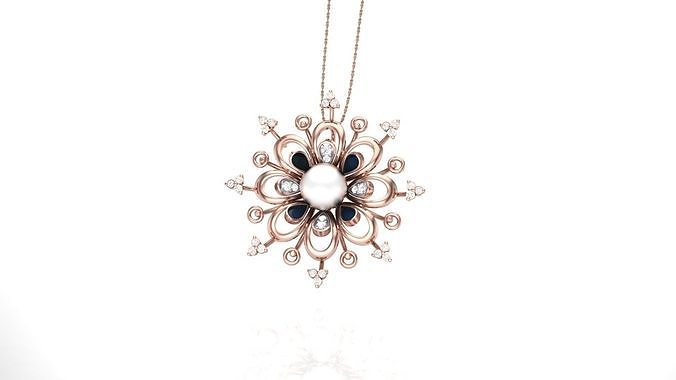 Flower High Jewelry Pendant Necklace 3dm stl 3mf obj glb  3D print model