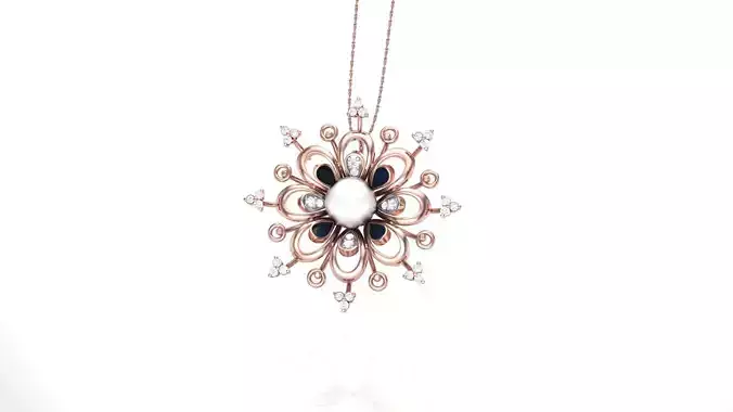 Flower High Jewelry Pendant Necklace 3dm stl 3mf obj glb  3D print model