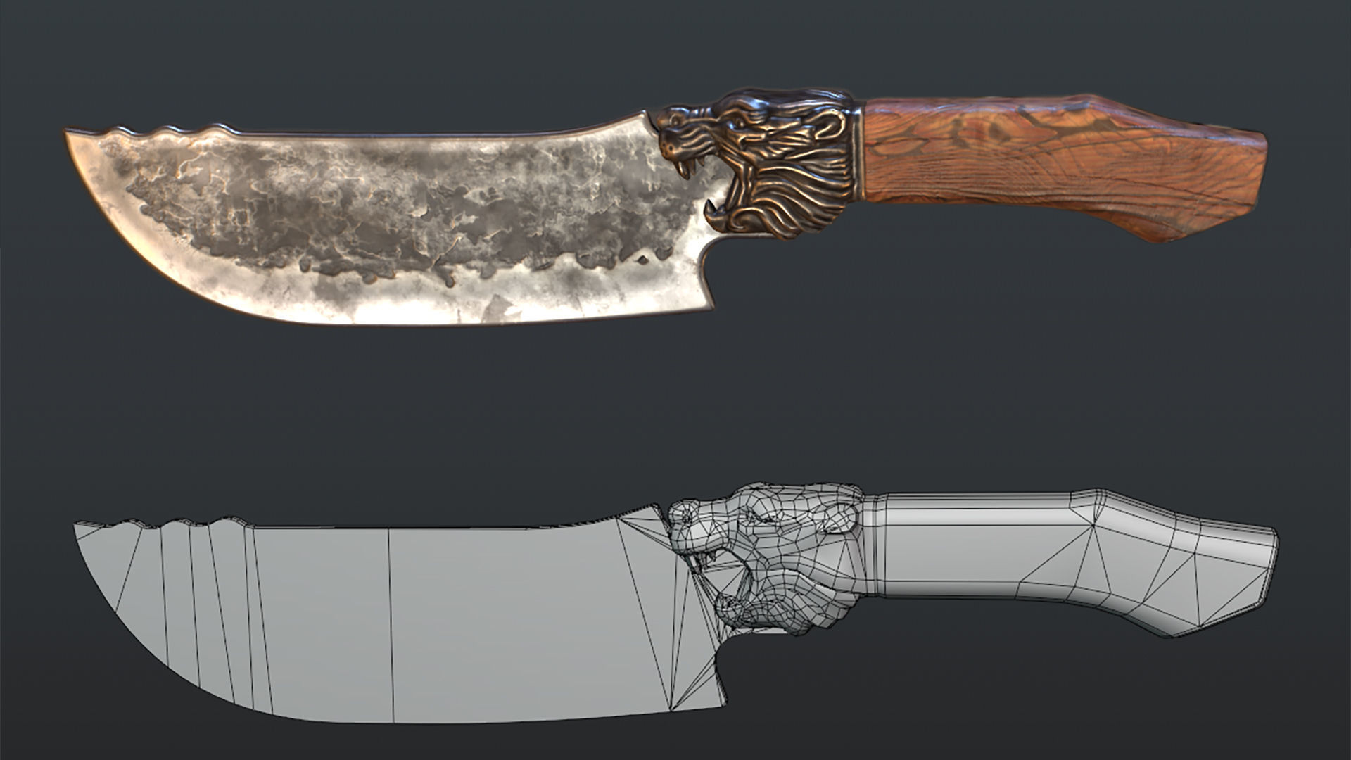 Lion Knife low-poly 3D model Low-poly 3D model_2