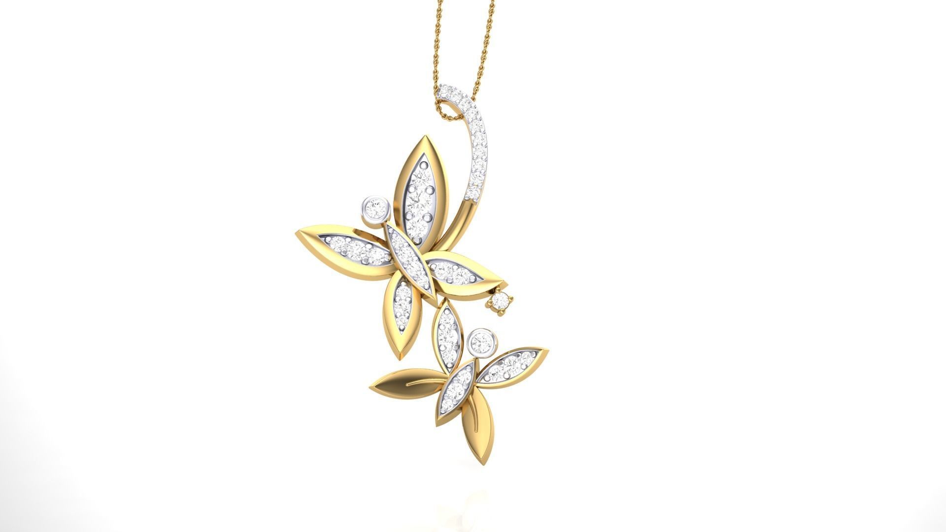 Butterfly High Jewelry Pendant Necklace 3dm stl 3mf obj glb  3D print model_2