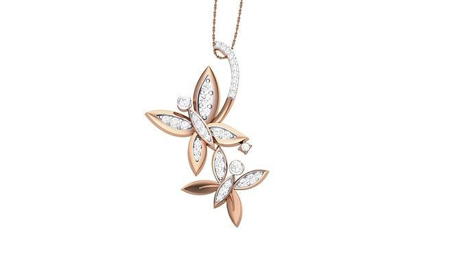 Butterfly High Jewelry Pendant Necklace 3dm stl 3mf obj glb  3D print model