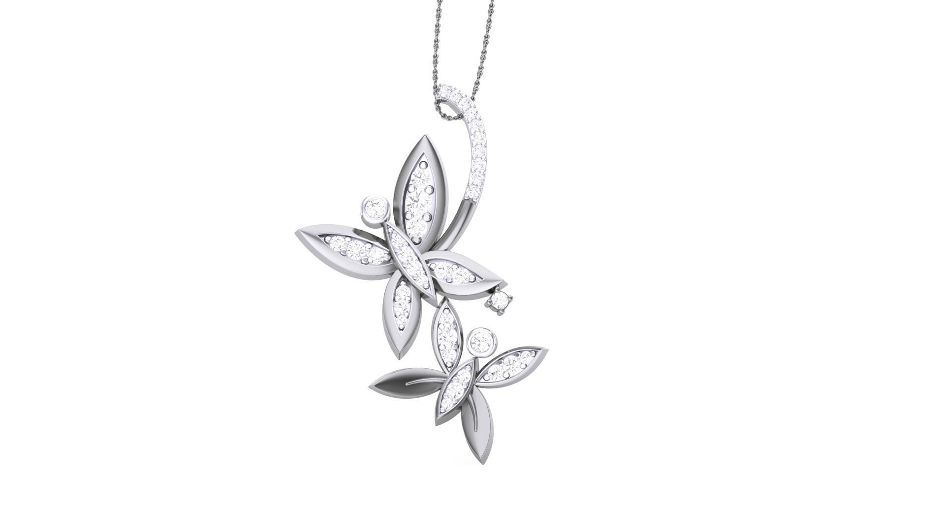 Butterfly High Jewelry Pendant Necklace 3dm stl 3mf obj glb  3D print model_1