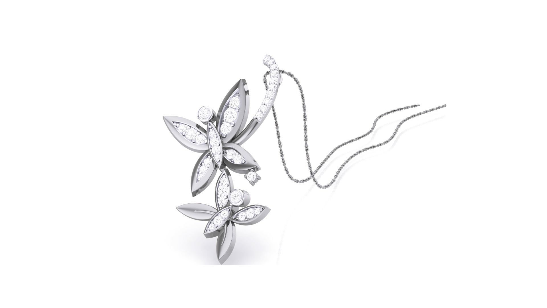 Butterfly High Jewelry Pendant Necklace 3dm stl 3mf obj glb  3D print model_4