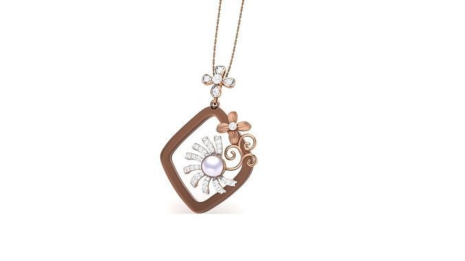 Flower Leaf High Jewelry Pendant Necklace 3dm stl 3mf obj glb 3D print model