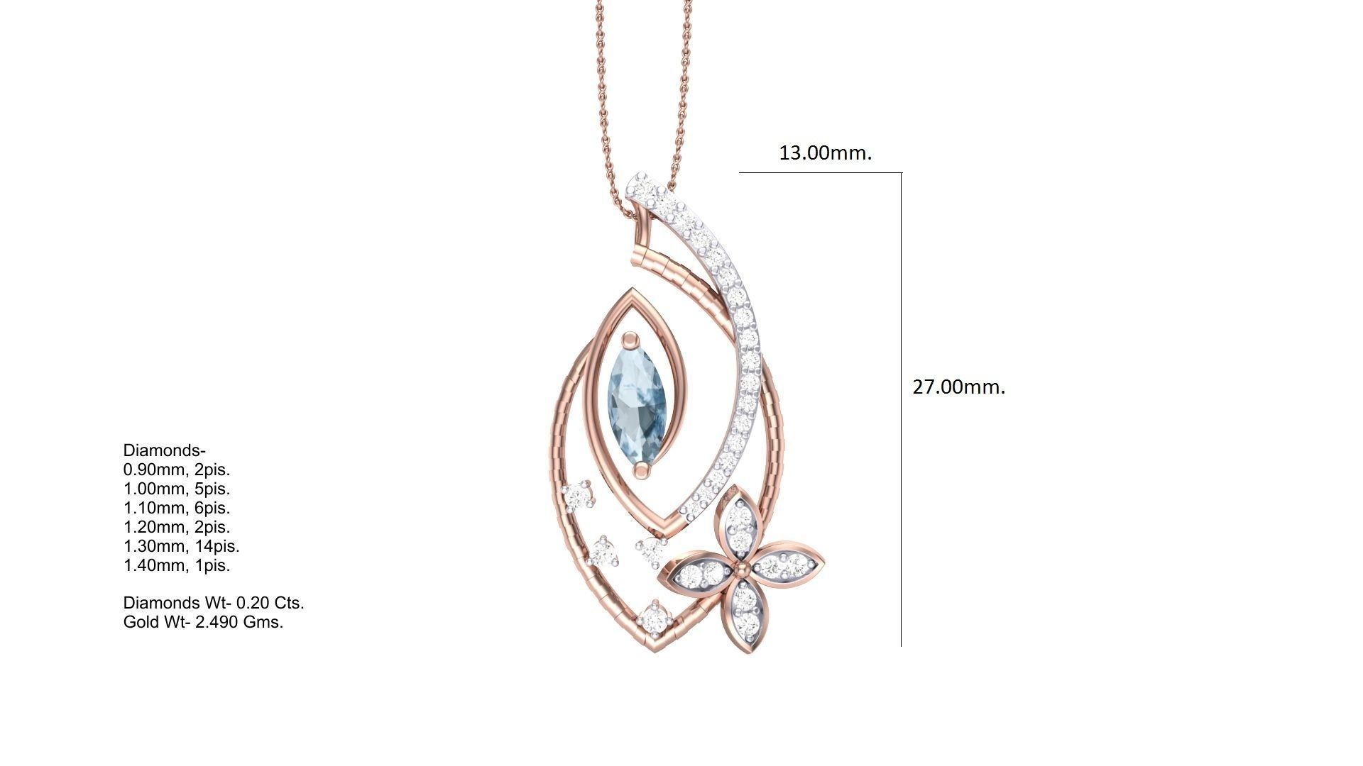 Flower Leaf High Jewelry Pendant Necklace 3dm stl 3mf obj glb 3D print model_5