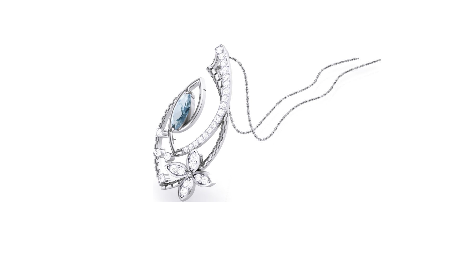 Flower Leaf High Jewelry Pendant Necklace 3dm stl 3mf obj glb 3D print model_2