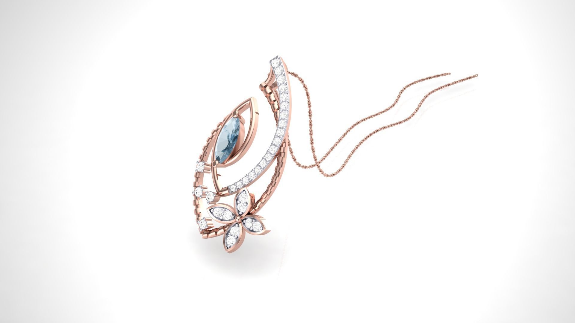 Flower Leaf High Jewelry Pendant Necklace 3dm stl 3mf obj glb 3D print model_4