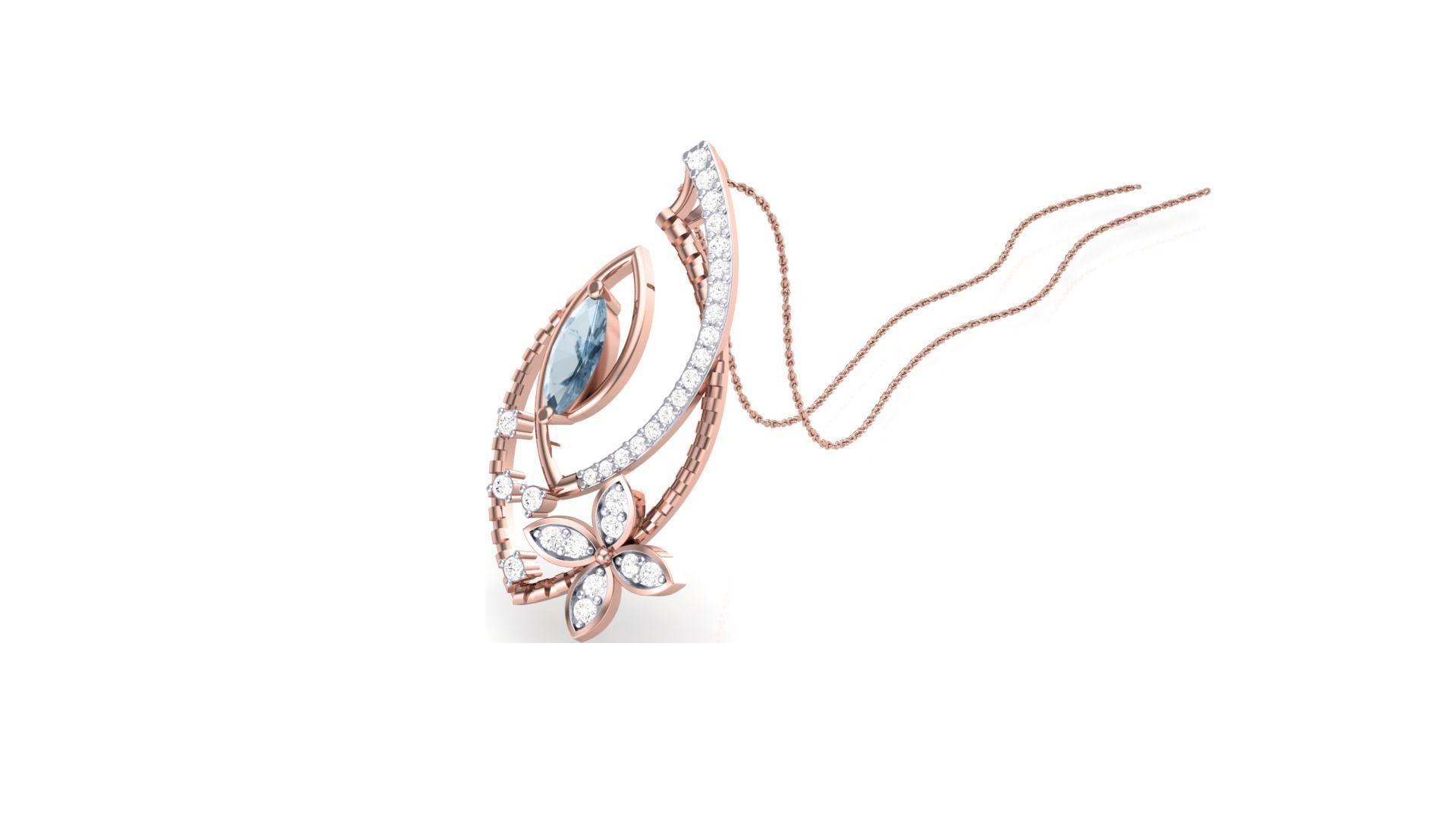 Flower Leaf High Jewelry Pendant Necklace 3dm stl 3mf obj glb 3D print model_3