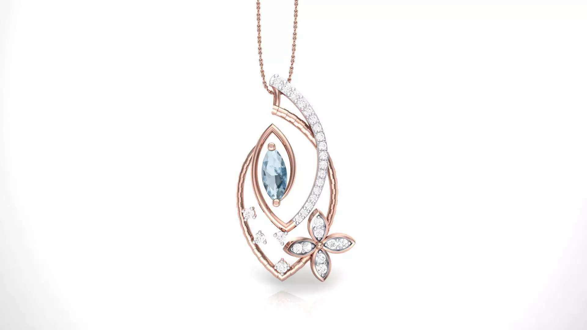 Flower Leaf High Jewelry Pendant Necklace 3dm stl 3mf obj glb 3D print model_0