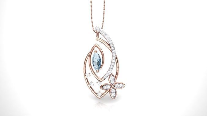 Flower Leaf High Jewelry Pendant Necklace 3dm stl 3mf obj glb 3D print model