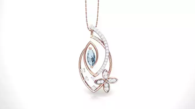 Flower Leaf High Jewelry Pendant Necklace 3dm stl 3mf obj glb 3D print model