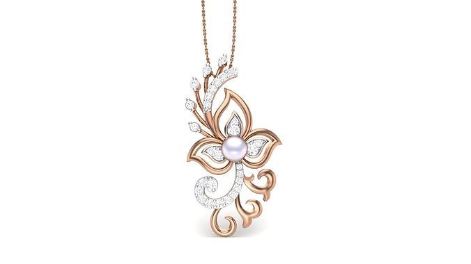 Flower Leaf High Jewelry Pendant Necklace 3dm stl 3mf obj glb  3D print model